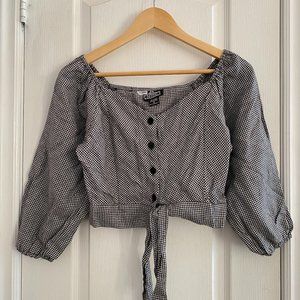 Cropped Gingham Blouse